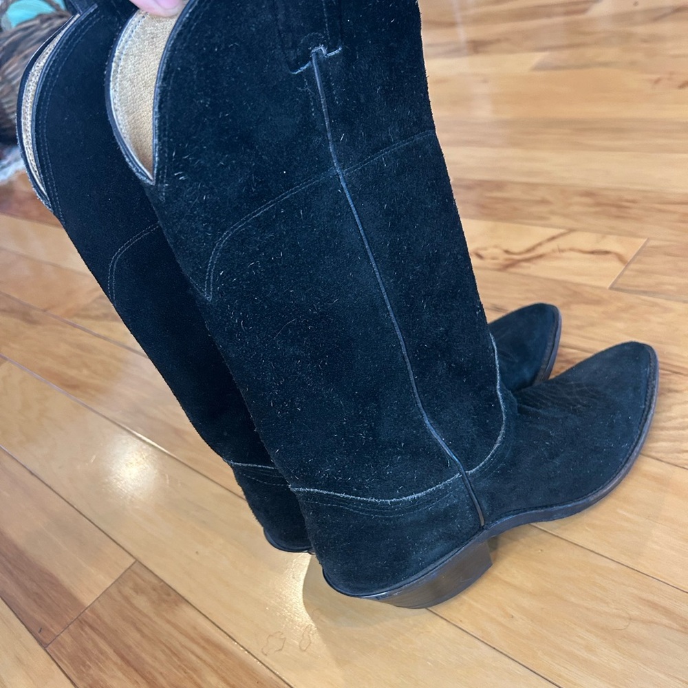 Vintage Nocona Black Suede Cowboy Boots | Women’s Size 7B | Made in USA Western - Picture 4 of 16